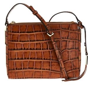 NWOT G.I.L.I. Got It Love It Leather Double Zip Crossbody Crocodile Print